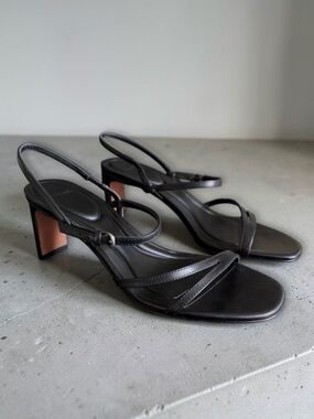 Vince Marcela Leather Heeled Strappy Sandal Black
